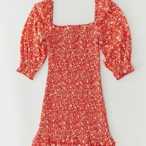 NWT Urban Outfitters Red Smocked Sleeve Dress